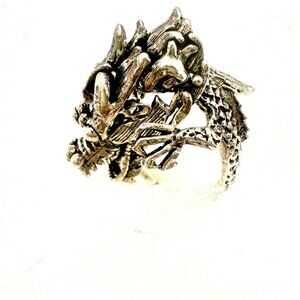 Vintage Dragon Ring 925 Sterling Silver Fantasy Figural Asian Adjustable 9-15